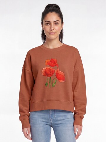 Sweat-shirt 'Poppy Flowers' Watapparel en marron : devant