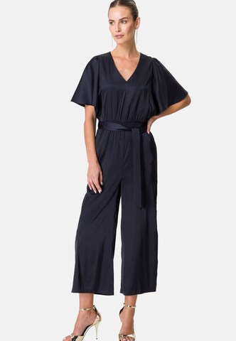 zero Jumpsuit Satin mit Stoffgürtel in Blau