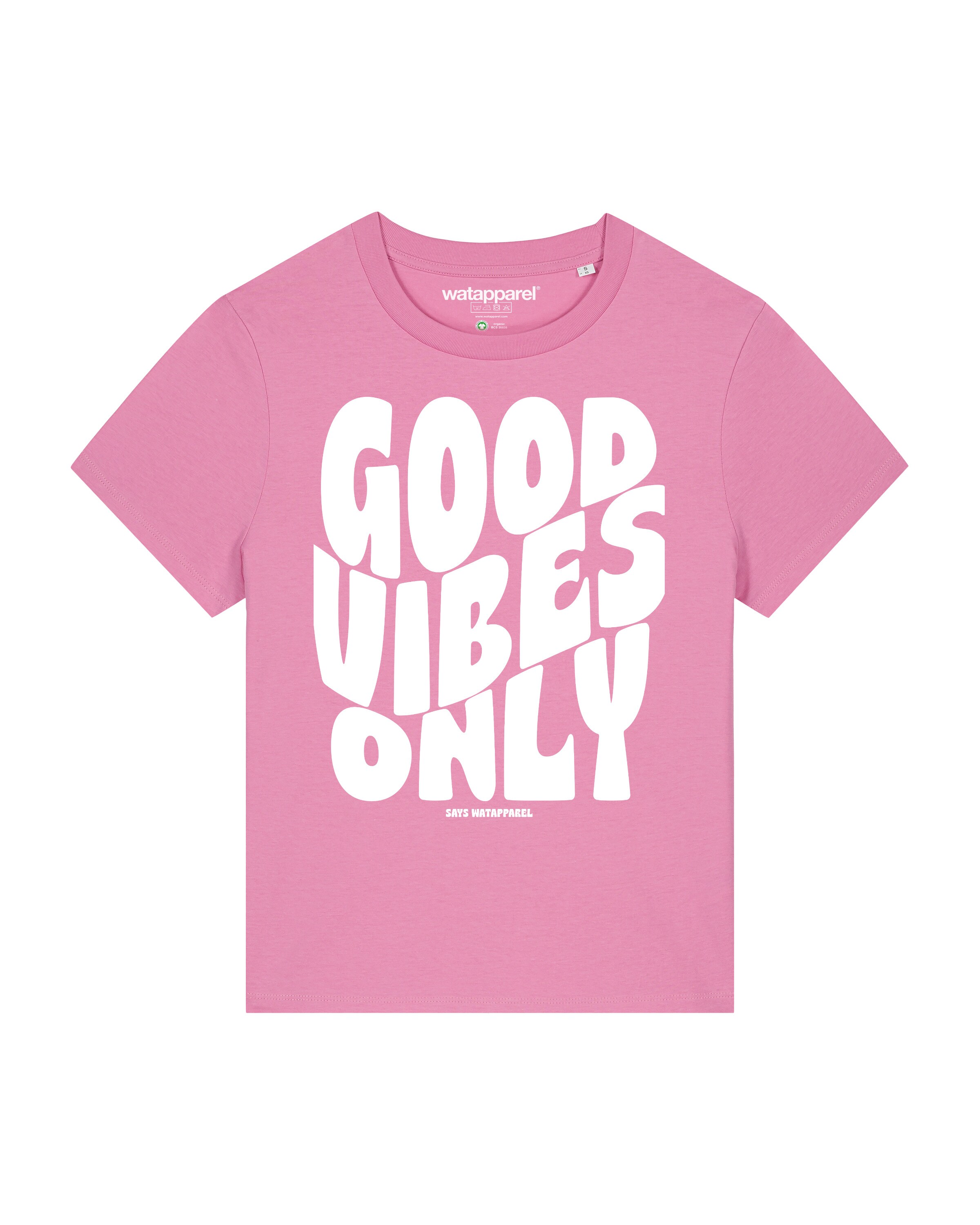 Watapparel Shirt ' Good vibes only ' in Pink: front