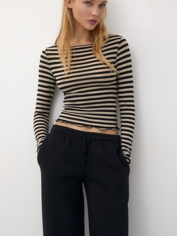 Pull&Bear Wide leg Broek in Zwart