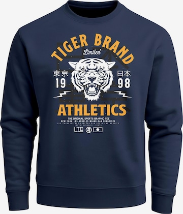 Neverless Sweatshirt 'Tiger' in Blau: Vorderseite
