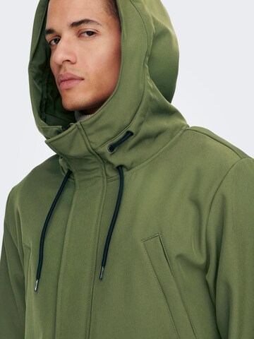 Parka mi-saison 'HALL' Only & Sons en vert