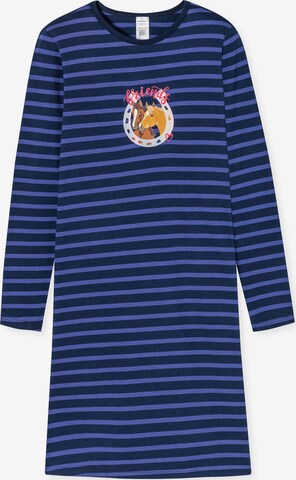 SCHIESSER Nightgown ' Horse World ' in Blue: front