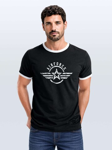 Neverless Shirt 'Airforce Wings' in Black: front