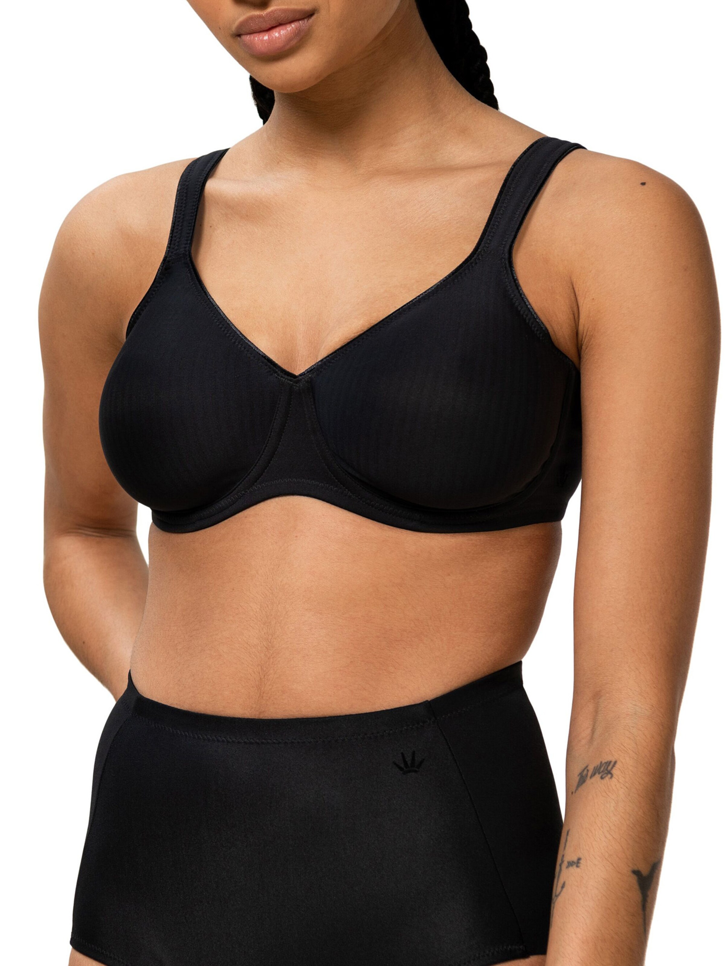 TRIUMPH T-shirt Bra ' Modern Soft+Cotton ' in Black: front