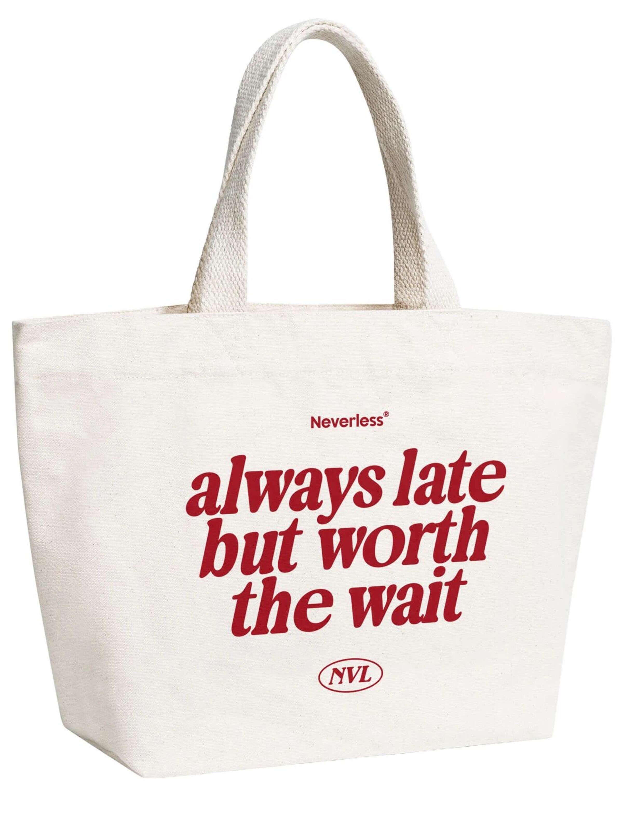 Neverless Strandtasche 'always late'‌‌‌‌ in Beige: Vorderseite