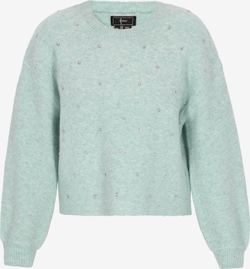 Pullover di faina in verde: frontale