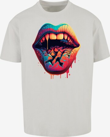 F4NT4STIC Shirt 'Drooling Lips' in Grijs: voorkant