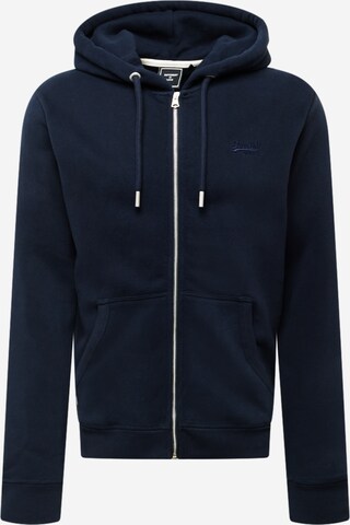 Superdry - Sudadera con cremallera en azul: frente