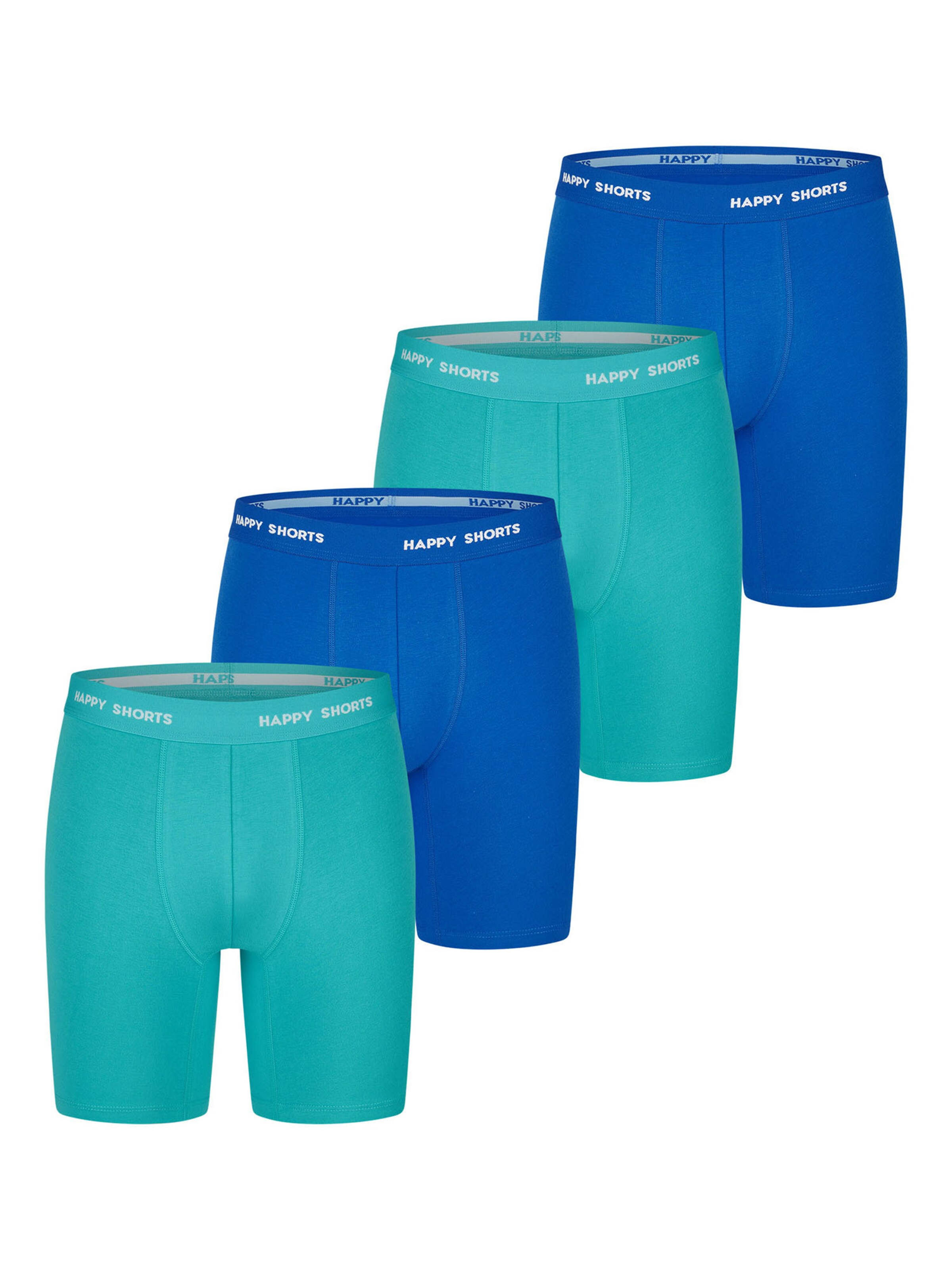 Happy Shorts Boxers en turquoise / bleu cobalt / blanc, Vue avec produit