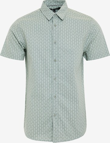 Threadbare Slim fit Button Up Shirt in Green: front