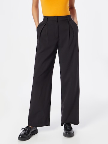 WEEKDAY Wide leg Pleat-Front Pants 'Lilah' in Black: front