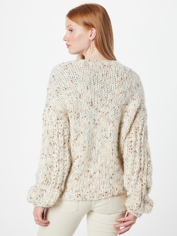 Cream Knit Cardigan in White