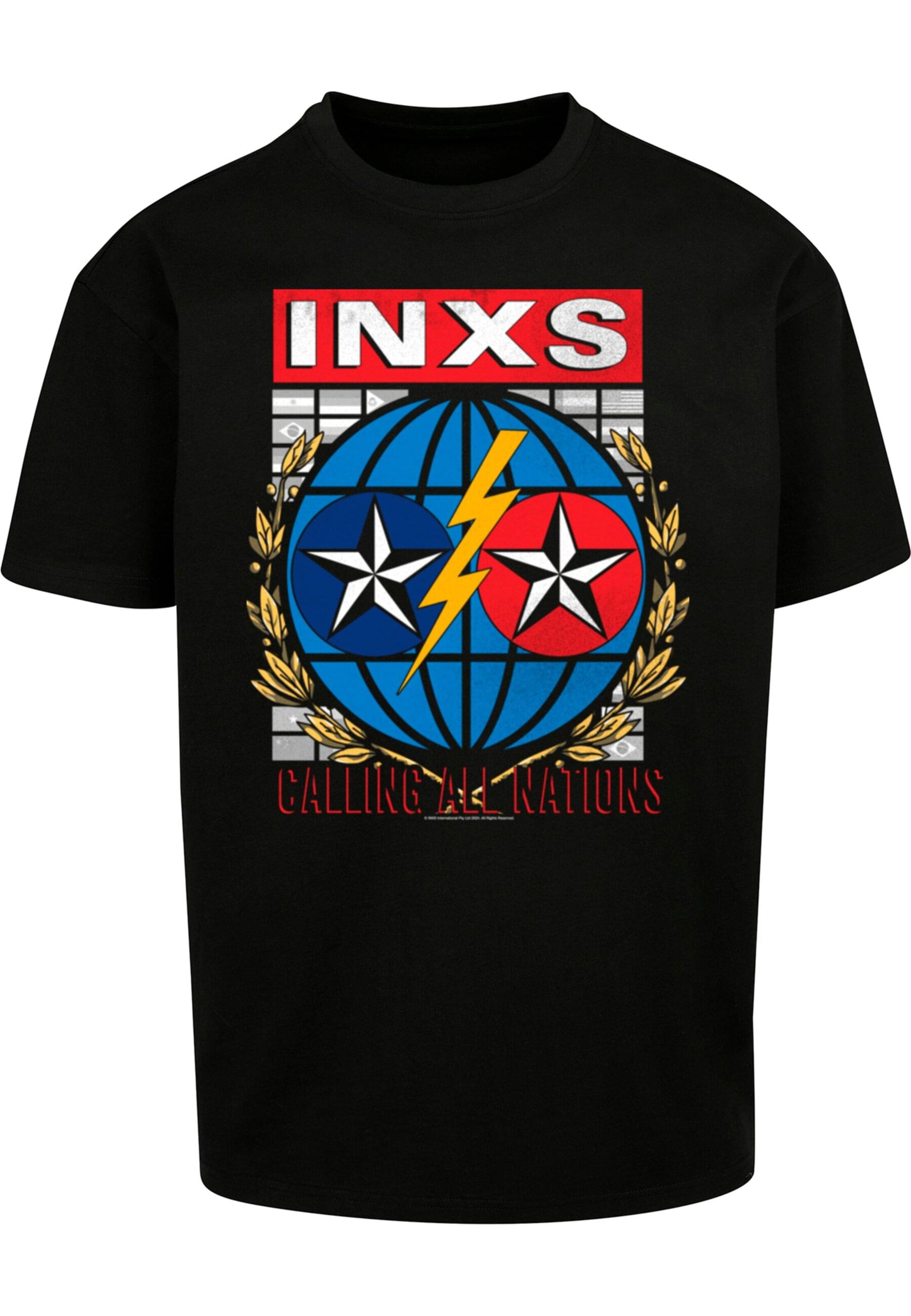 Merchcode Shirt 'INXS - Calling All Nations' in Zwart: voorkant