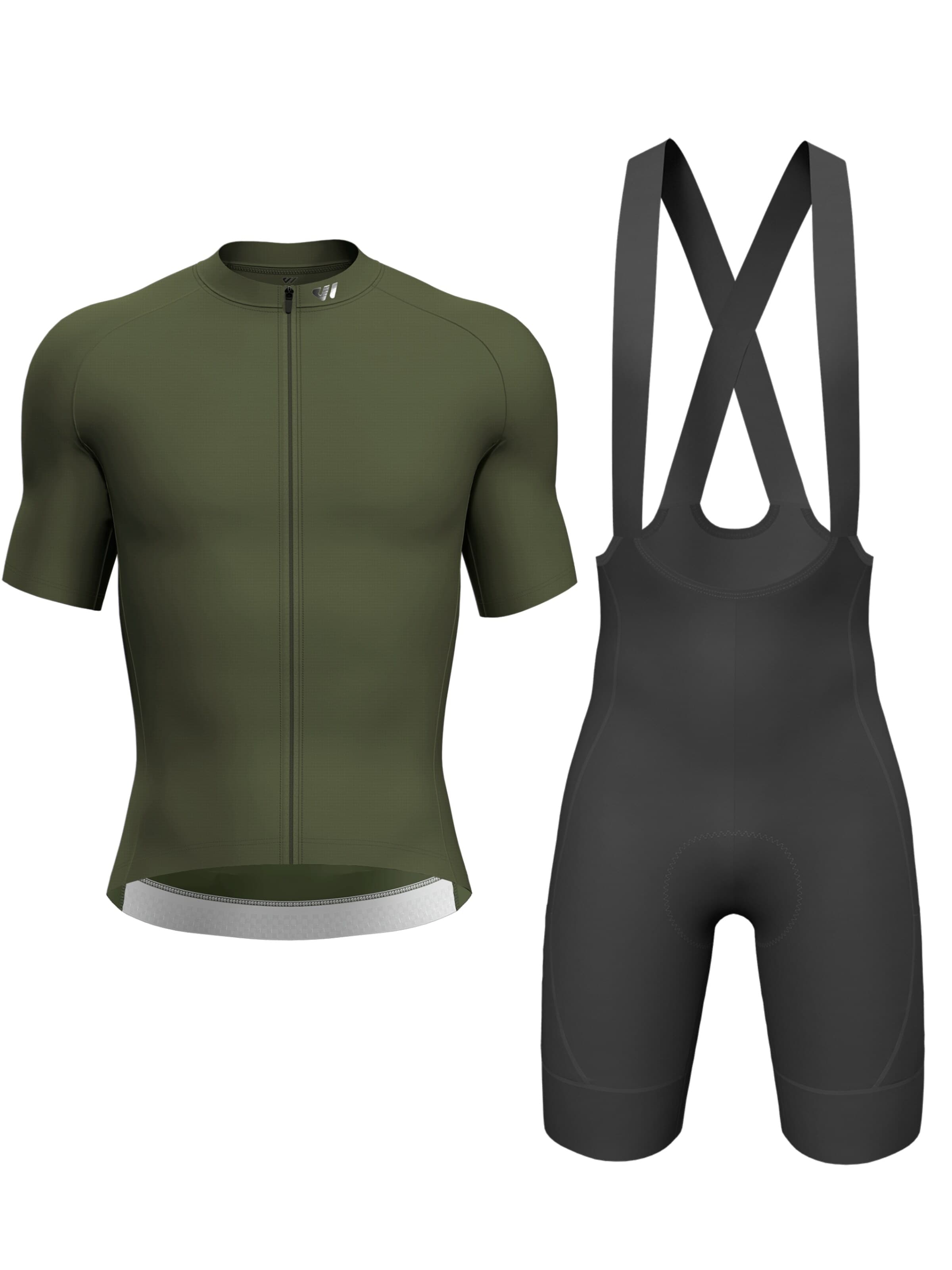 WULIBIKE Sweatsuit 'Wulibike Radtrikot-Set 'Offroad Utility' Oliv/Schwarz' in Green: front