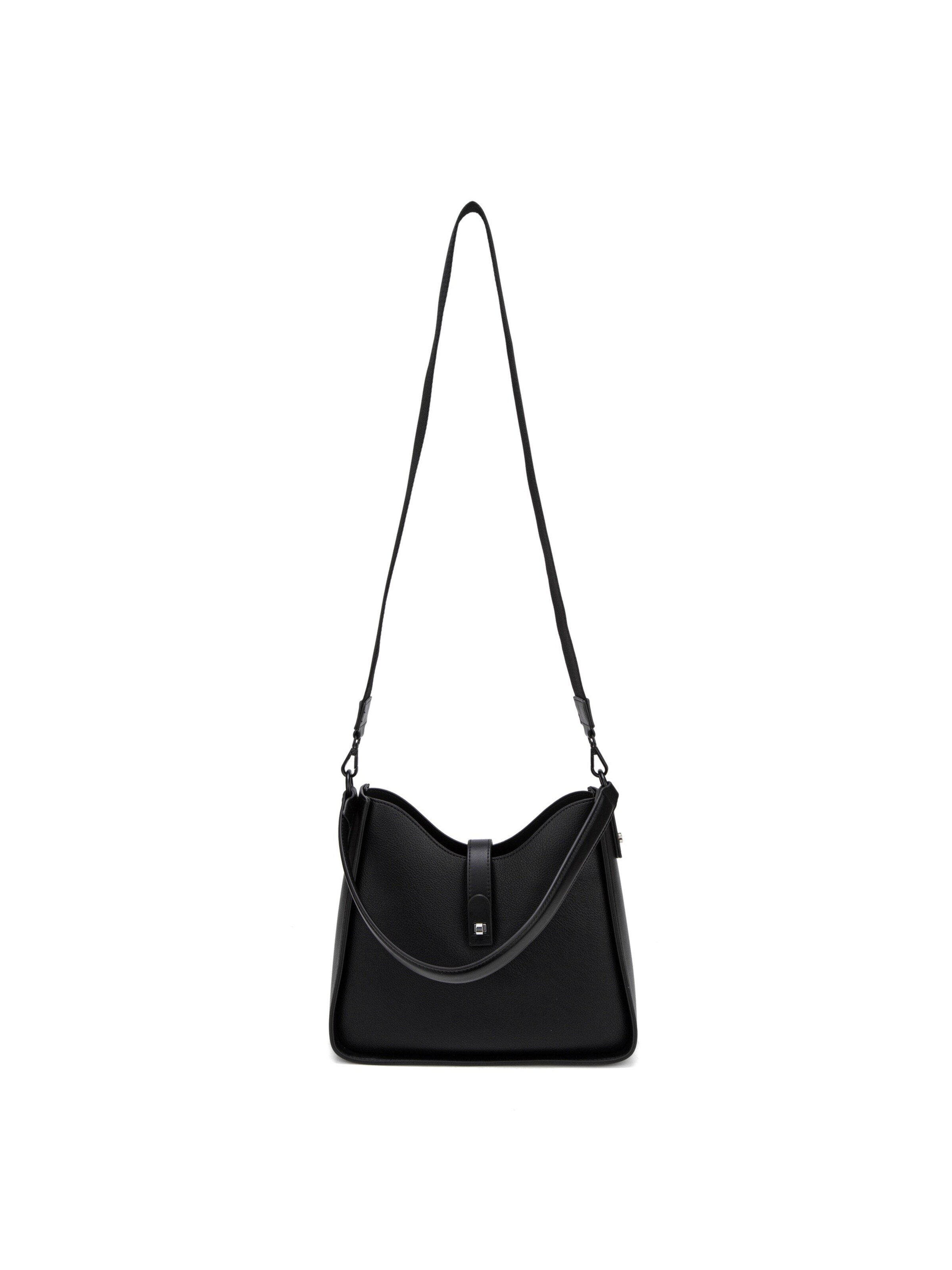 Borsa a spalla 'Borsa a Spalla David Jones Ecopelle con Chiusura Bottone e Zip' di David Jones in nero
