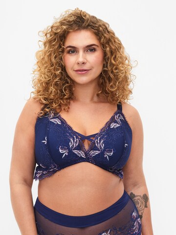 Devoted by Zizzi Minimiser Bra in Blue: front