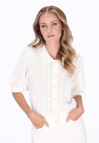 Cardigan DreiMaster Vintage en blanc : devant