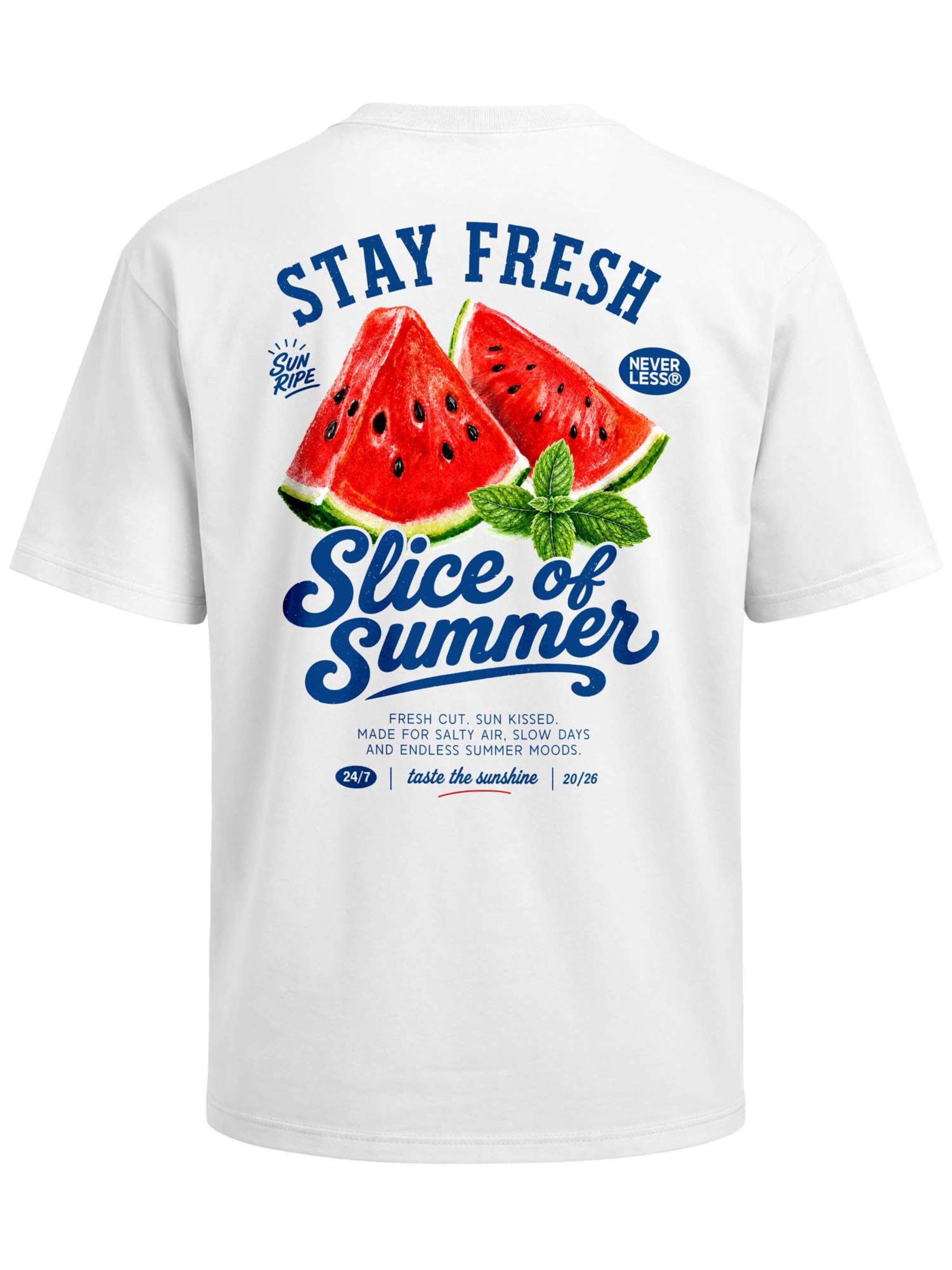 Neverless Shirt 'Watermelon'‌ in Weiß: Vorderseite