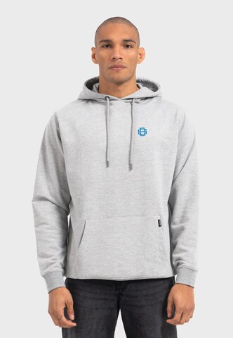 Oldskull Hoodie 'Retro Pixel Wave Logo Graphic' in Grau