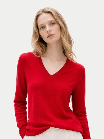 GOBI Cashmere - Jersey 'Women's Timeless Cashmere V-Neck Sweater' en rojo: frente