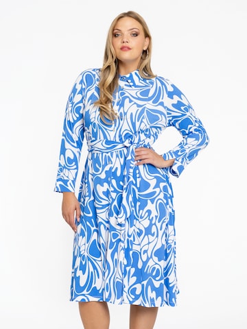 Yoek Shirt Dress in Blue: front