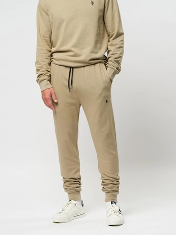 U.S. POLO ASSN. Tapered Broek 'Ashlar' in Beige: voorkant