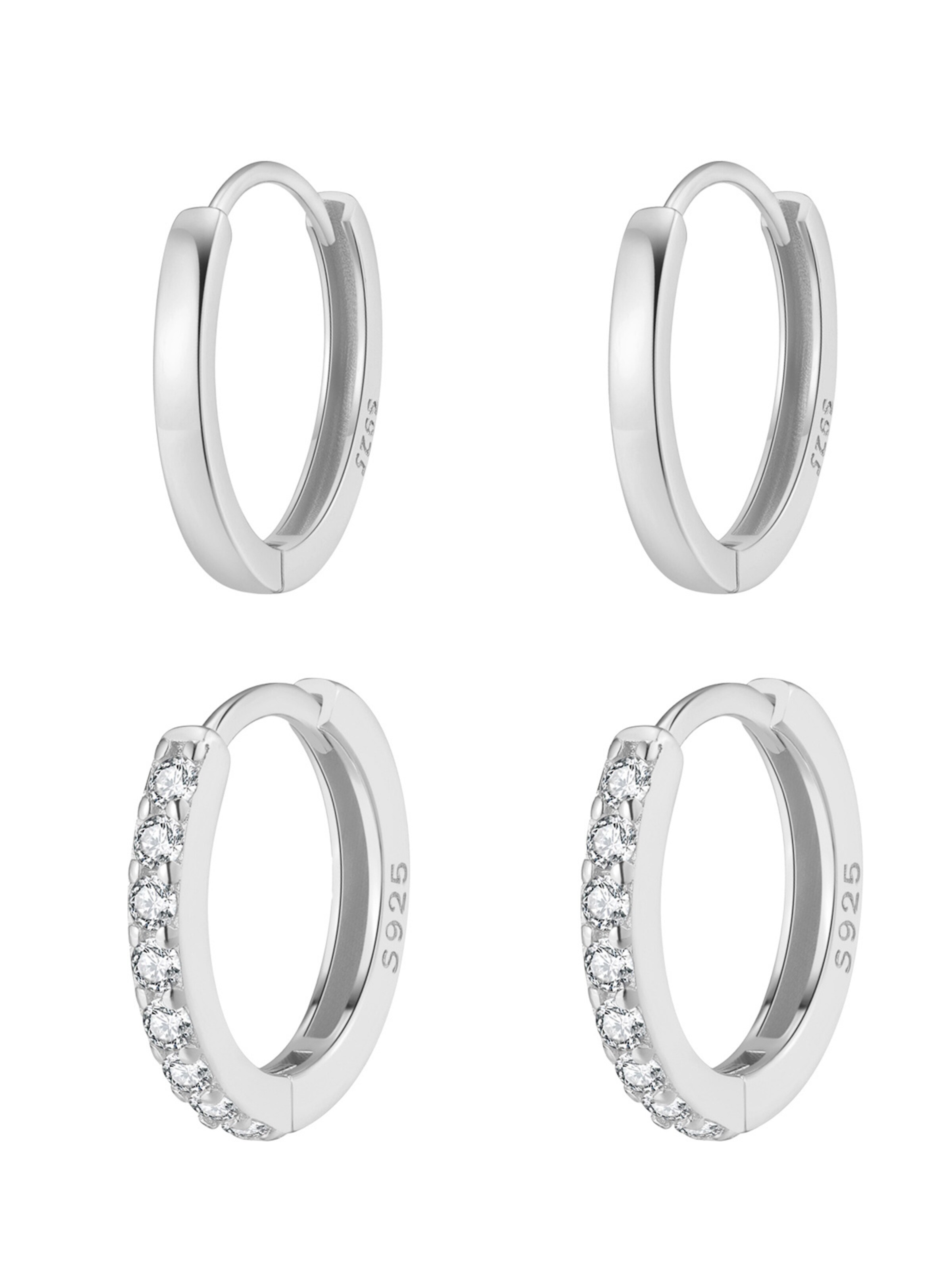 Hey Happiness Oorbellen 'Duo Hoops' in Zilver: voorkant