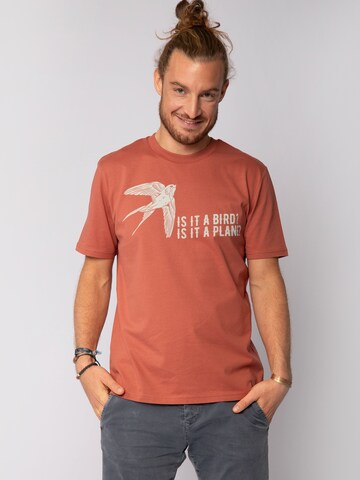 Watapparel Shirt 'Is It A Bird' in Brown: front