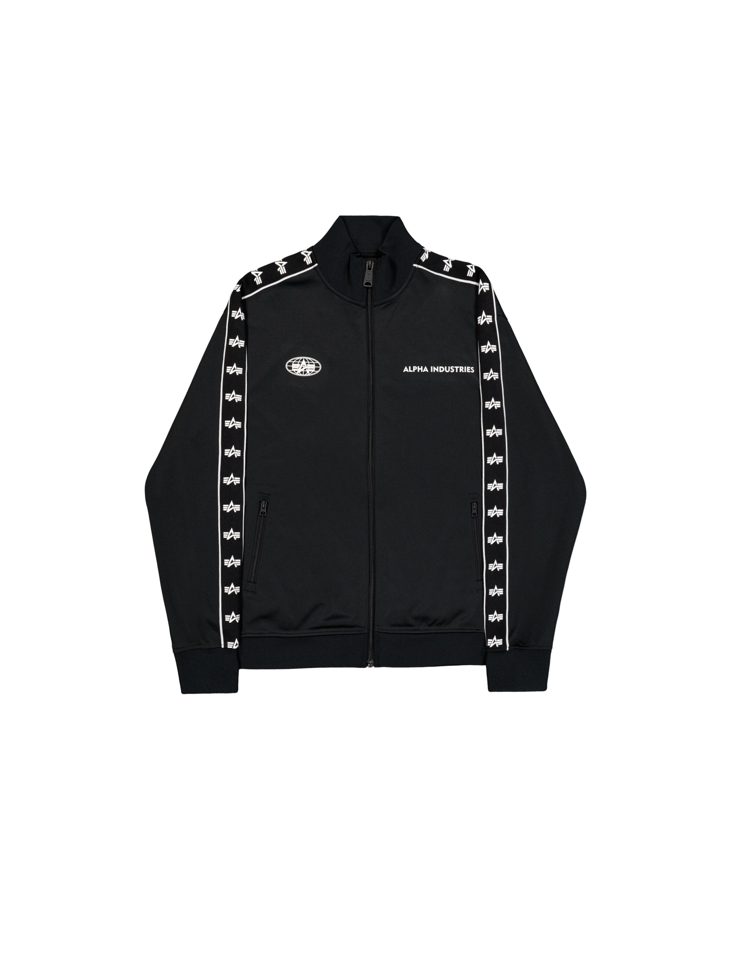 ALPHA INDUSTRIES Zip-Up Hoodie in Black: front