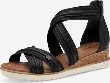 Sandales Tamaris en noir : devant