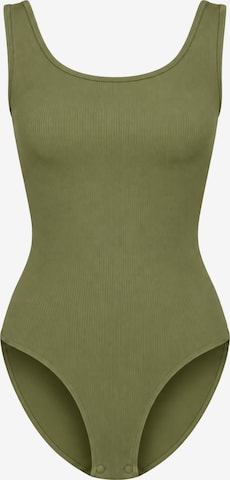 cfab Body 'Ribbed Tank Sculpting Bodysuit with Slip' in Groen: voorkant