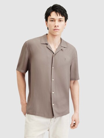 AllSaints - Regular Fit Camisa 'VENICE' em castanho: frente