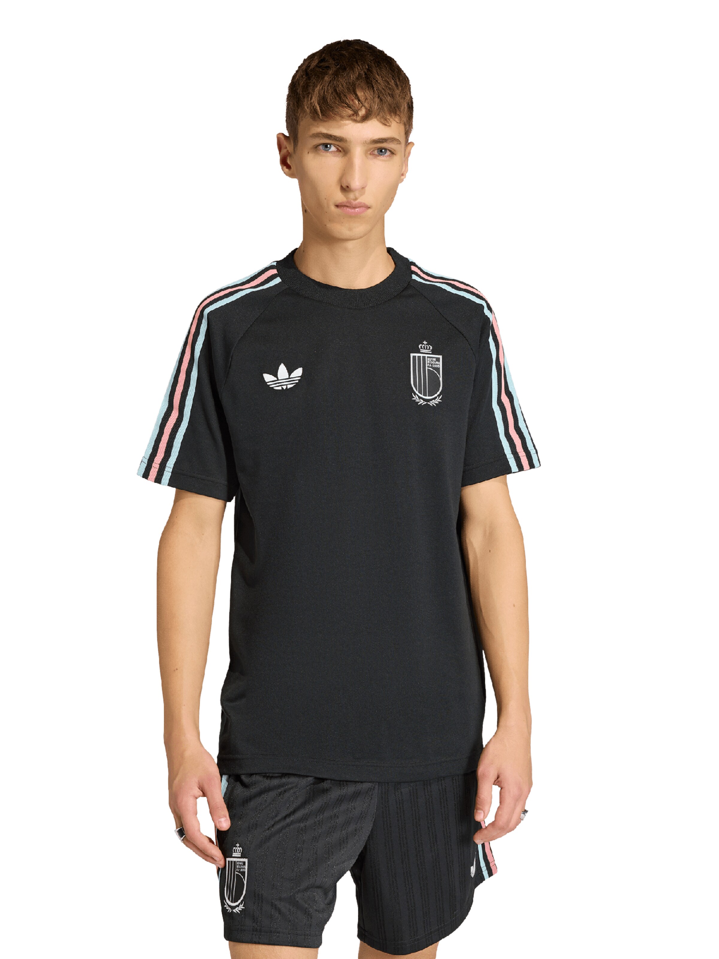 melns ADIDAS PERFORMANCE Sportiska stila krekls 'Belgien': no priekšpuses