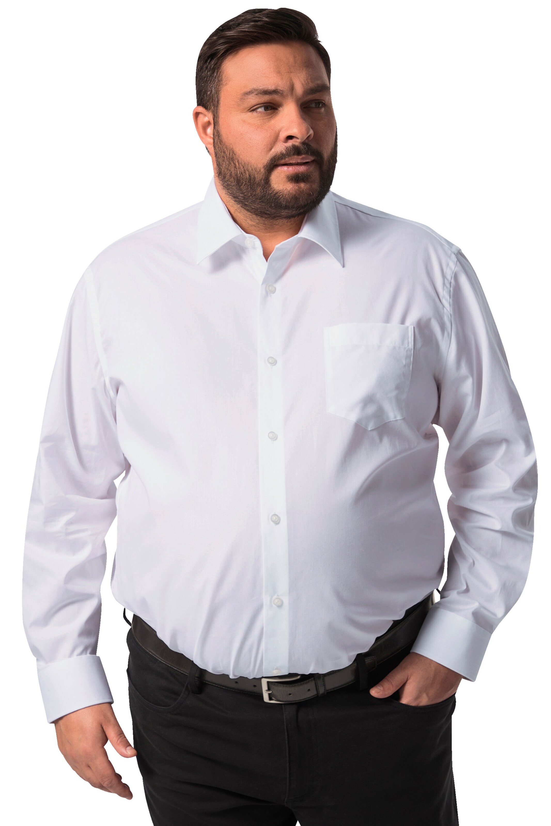 Men Plus Comfort fit Business shirt in White: front