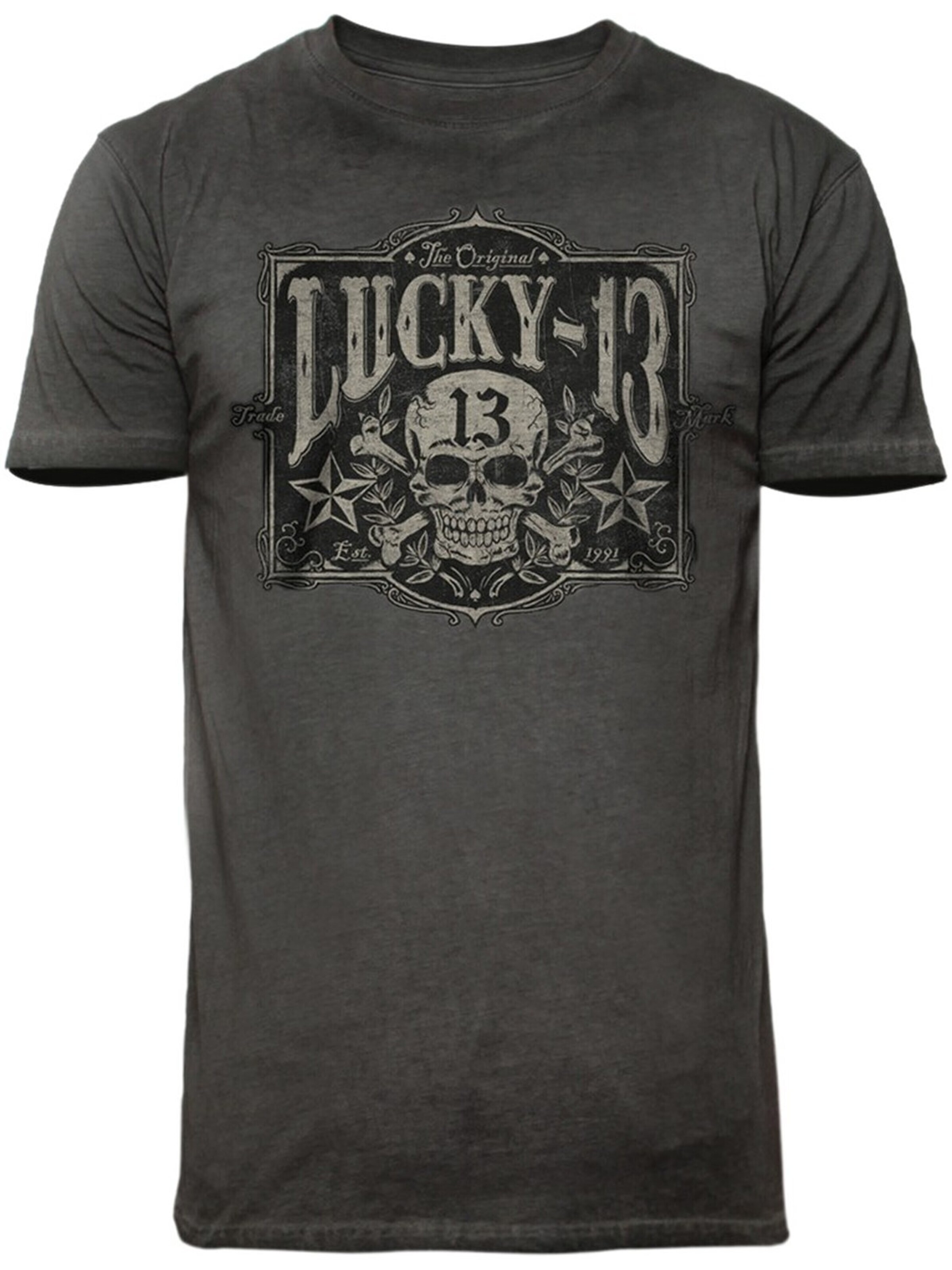 Lucky 13 Shirt 'L13 Tombstone Tee' in Grey: front