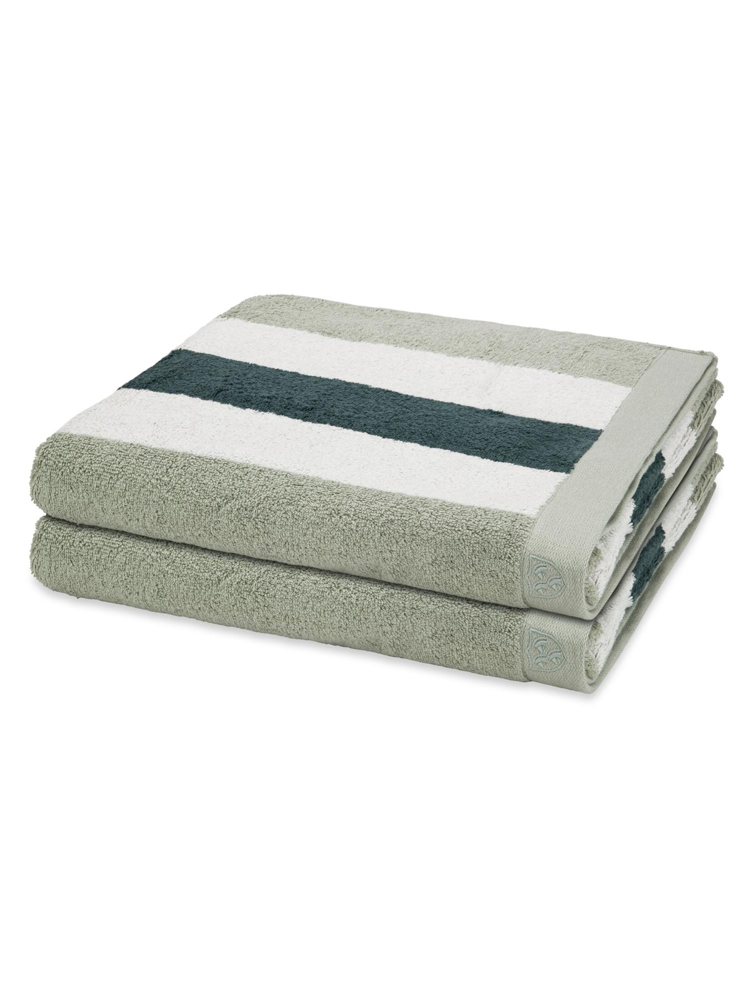 ROSS Handdoek 'Doubleface Stripes' in Groen: voorkant