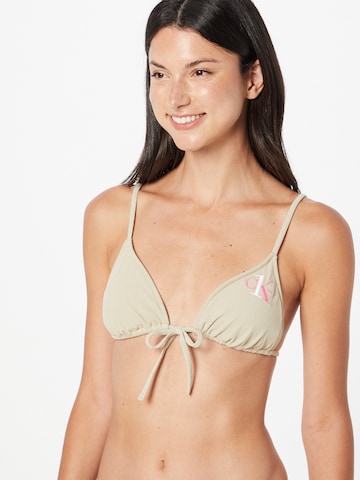 Calvin Klein Swimwear Triangle Bikini top in Beige: front