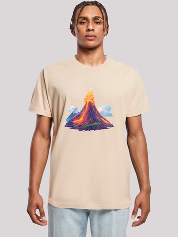 T-Shirt 'Vulkanausbruch' F4NT4STIC en beige : devant