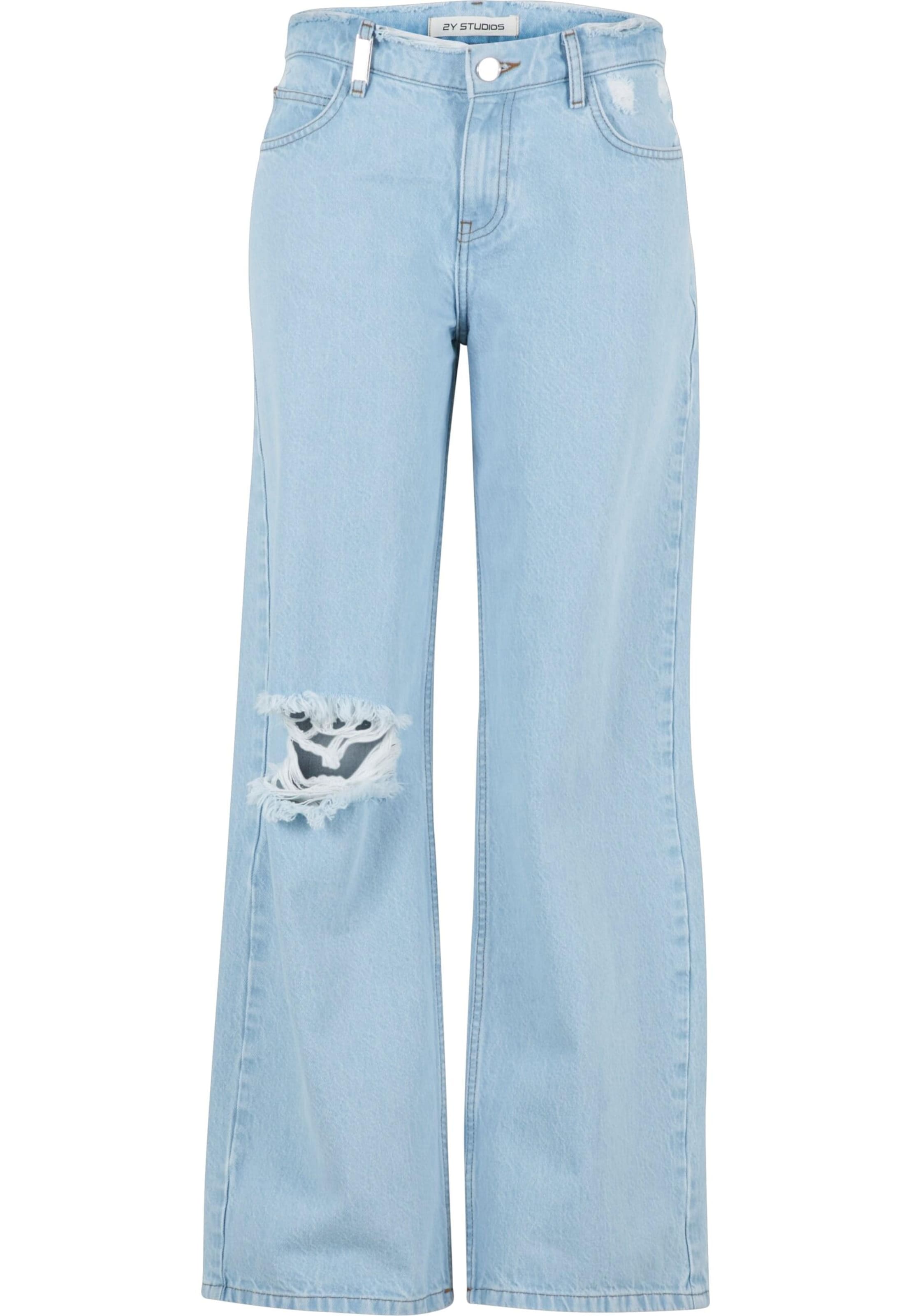2Y Studios Zvonové kalhoty Džíny 'Liora' – modrá: přední strana