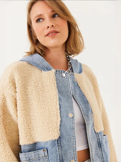 Bianco Lucci Veste mi-saison en beige / bleu denim, Vue avec produit