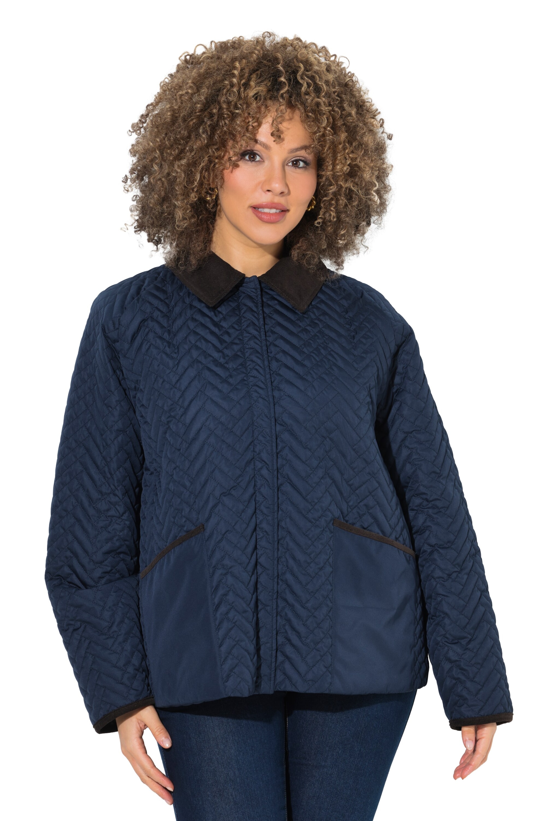 Ulla Popken Between-season jacket in Blue: front