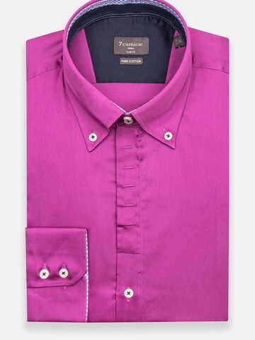Camicia business 'Roma Satin Man Shirt Green' di 7Camicie in lilla: frontale