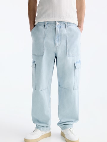 Pull&Bear Loosefit Cargo farmer - kék: elől