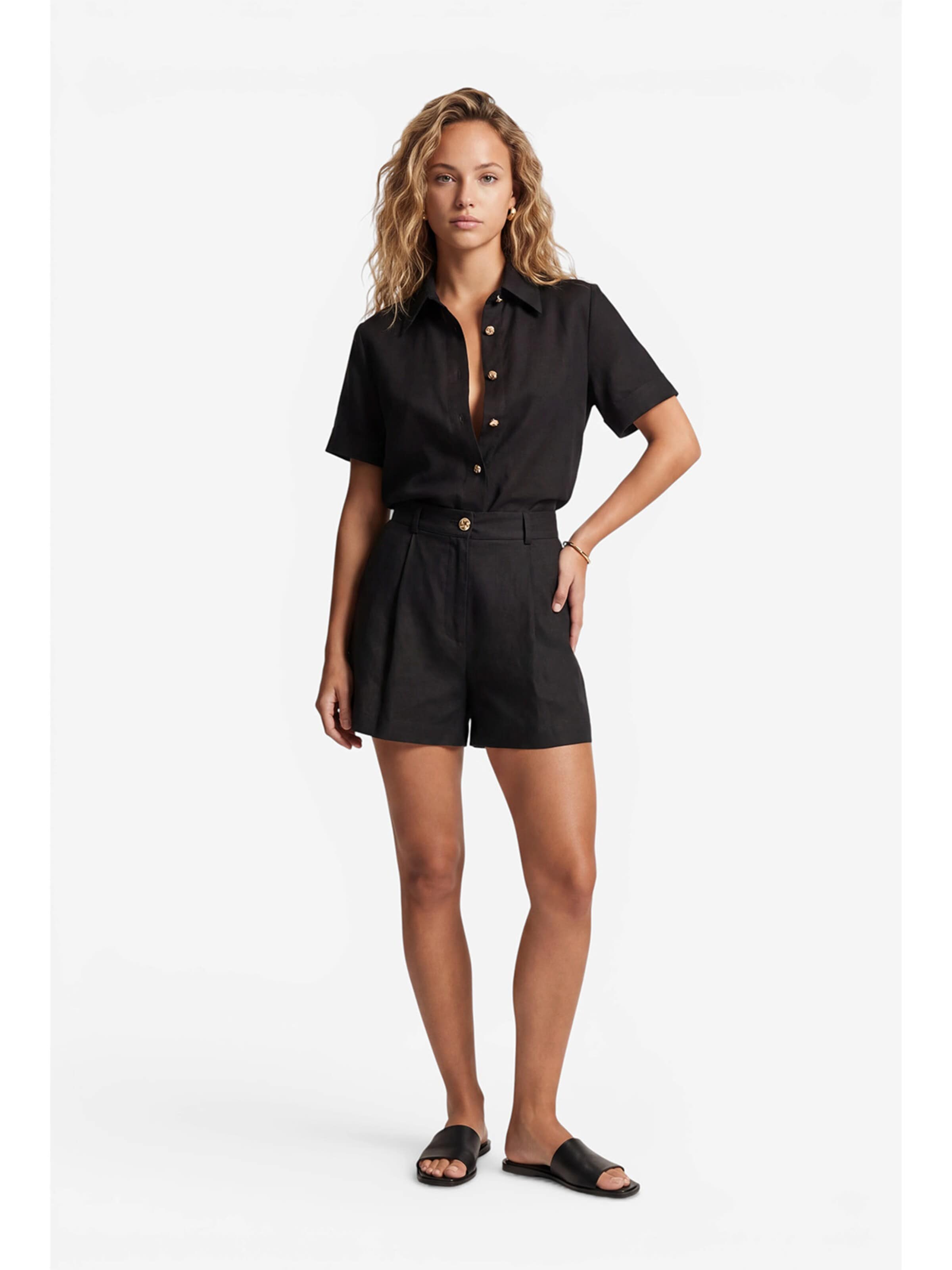Anse Victorin Regular Pleat-front trousers 'Mia' in Black: front