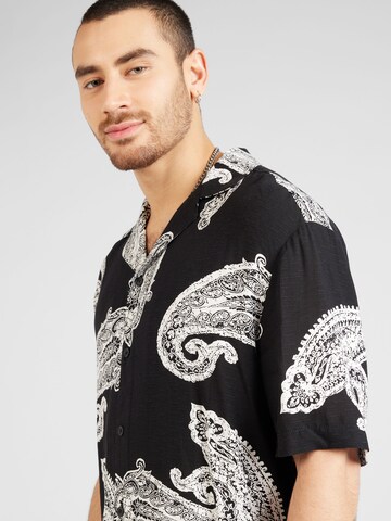 River Island Comfort fit Button Up Shirt in Black