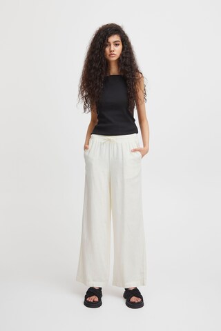 ICHI Wide leg Pants 'Lino' in Beige