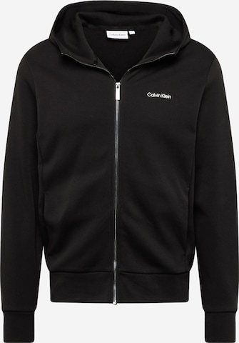 Calvin Klein Zip-Up Hoodie in Black: front