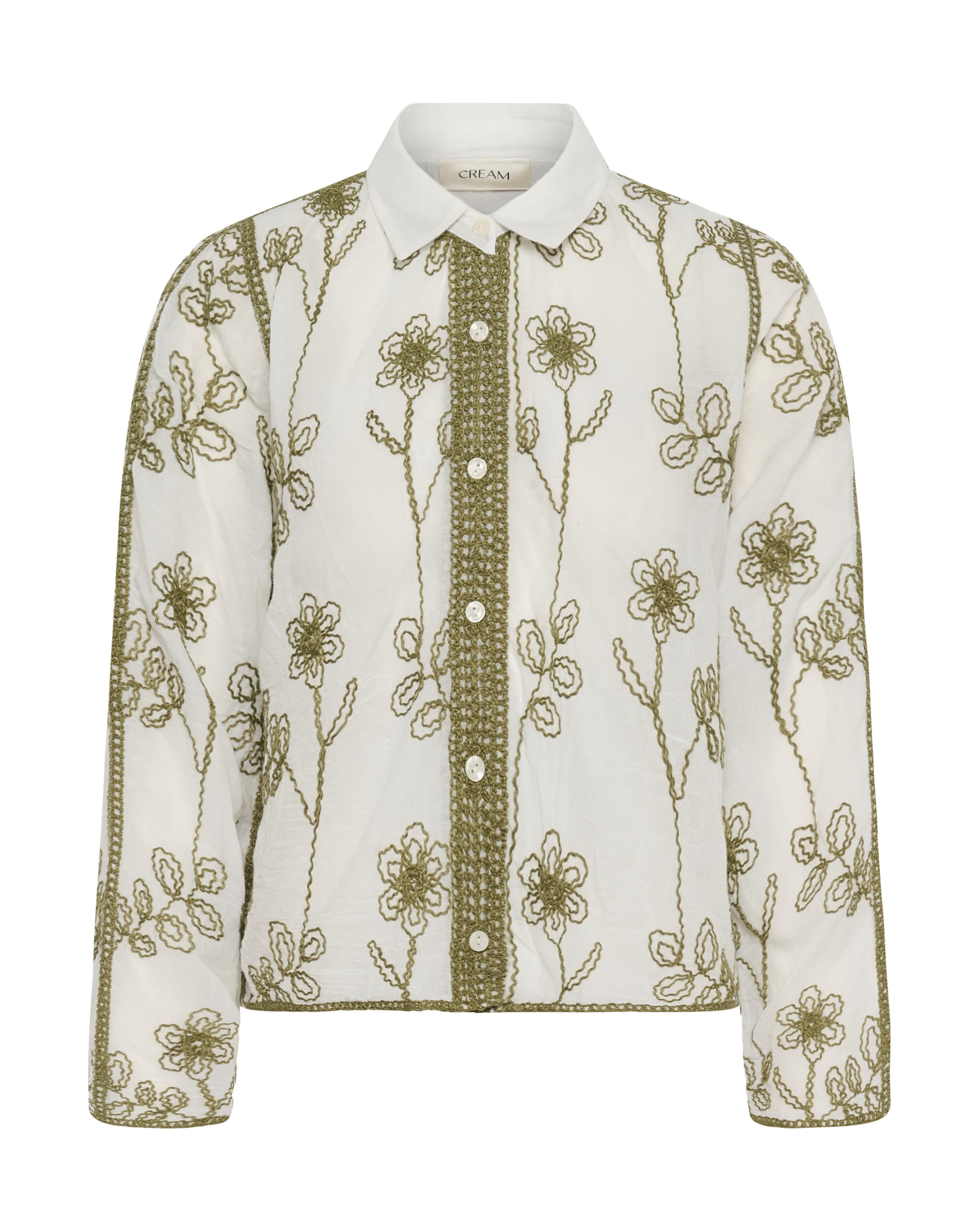 Cream Bluse 'CRLeila' i oliven / hvid, Produktvisning