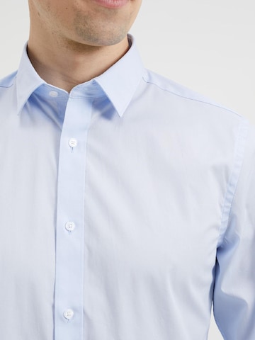 WE Fashion Slim fit Button Up Shirt in Blue